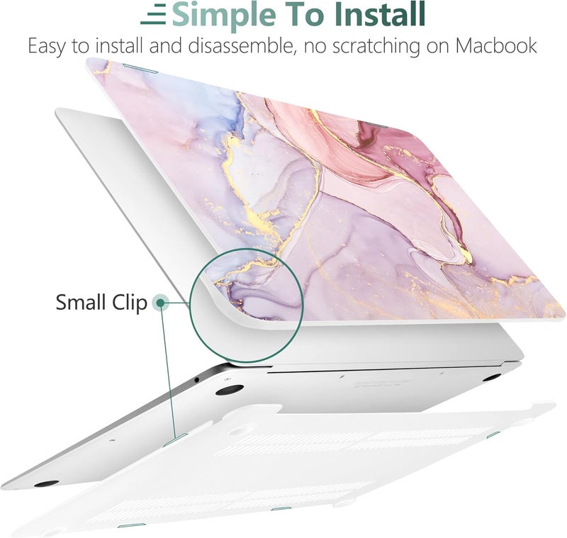DONGKE Compatible with MacBook Air 13 inch Case 2021 2020 2019 2018 Release A2337 M1 A2179 A1932 with Retina Display & Touch ID, Plastic Hard Shell & Keyboard Cover - Marble - Image 5